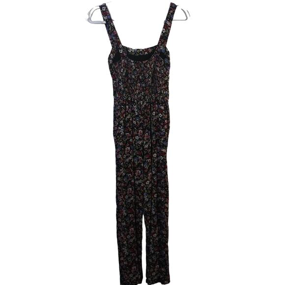 Abercrombie & Fitch Black Floral Overall Jumpsuit Petite Size SP - Picture 7 of 11